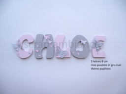 Wooden First Name Letter, Baby Personalized Name, Birth Gift, Child Room Letter To Stick Theme Butterflies - thumbnail 1