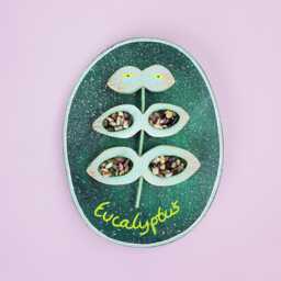 Botanical Wall Sculpture - Eucalyptus - Wooden Plant Art & Tourmaline, Poetic Talisman One-Of-A-Kind Piece Inspired By Nature - thumbnail 1