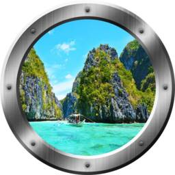 Ocean Mountains 3D Porthole Vinyl Decal Family Wall Art Window Silver Portal Home Decor - Vwaq Sp23 - thumbnail 2