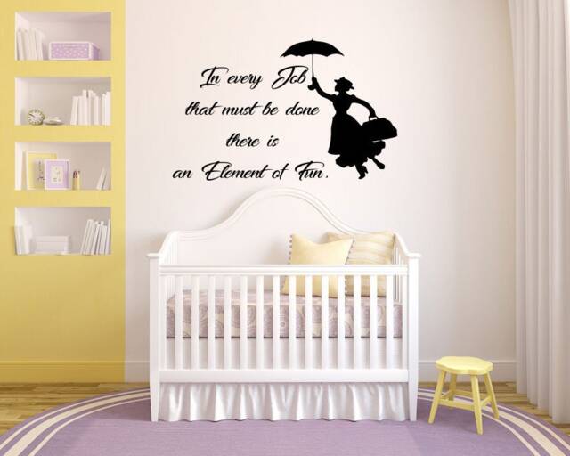 Mary Poppins Quote Wall Decal Nursery Cartoon Art 28Mp - image 1