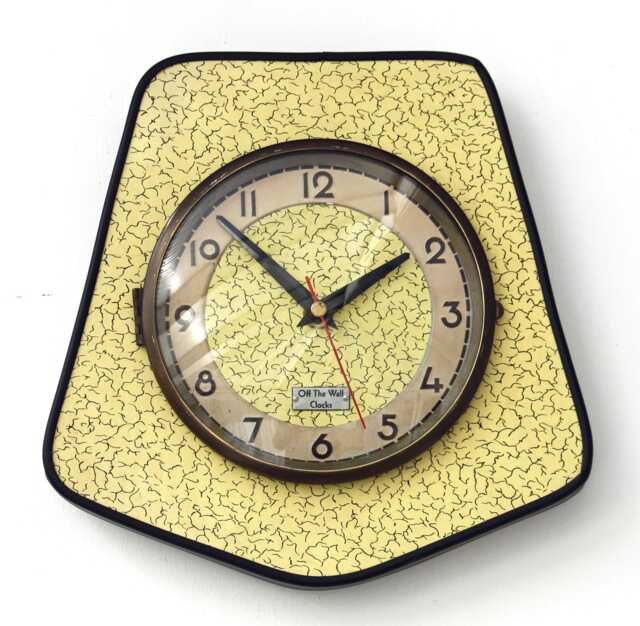 Retro Yellow Wall Clock - 24cm New Handmade Formica Style Mid Century Vintage French Gift Off The Clocks - image 1