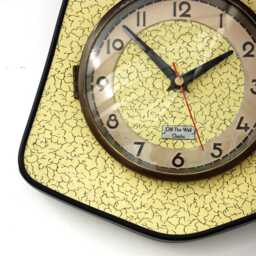 Retro Yellow Wall Clock - 24cm New Handmade Formica Style Mid Century Vintage French Gift Off The Clocks - thumbnail 4