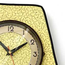 Retro Yellow Wall Clock - 24cm New Handmade Formica Style Mid Century Vintage French Gift Off The Clocks - thumbnail 3
