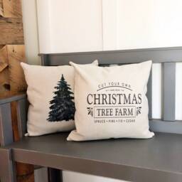 Christmas Tree Farm Linen Pillow Cover - Farmhouse Decor - thumbnail 3