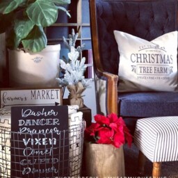 Christmas Tree Farm Linen Pillow Cover - Farmhouse Decor - thumbnail 2