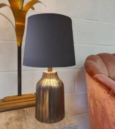 Dark Grey French Drum Lampshade in Cotton - Choice Of Lining - thumbnail 1