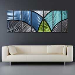 Large Metal Wall Art Sculpture Blue Green Abstract Panels By Brian M Jones - thumbnail 1