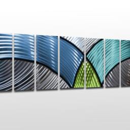 Large Metal Wall Art Sculpture Blue Green Abstract Panels By Brian M Jones - thumbnail 2