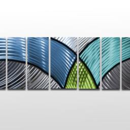 Large Metal Wall Art Sculpture Blue Green Abstract Panels By Brian M Jones - thumbnail 3