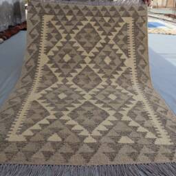 3x4 Ft Natural Afghan Kilim Rug, Oriental Flatweave Turkmen Handmade Authentic Wool Rug, Vintage Geometric Design Rug Entry Way Kilim Carpet - thumbnail 4