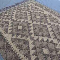 3x4 Ft Natural Afghan Kilim Rug, Oriental Flatweave Turkmen Handmade Authentic Wool Rug, Vintage Geometric Design Rug Entry Way Kilim Carpet - thumbnail 3