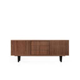 "Scandinavian Sideboard With Sliding Doors & Drawers, Walnut, 3 Drawers ""Mint" - thumbnail 2