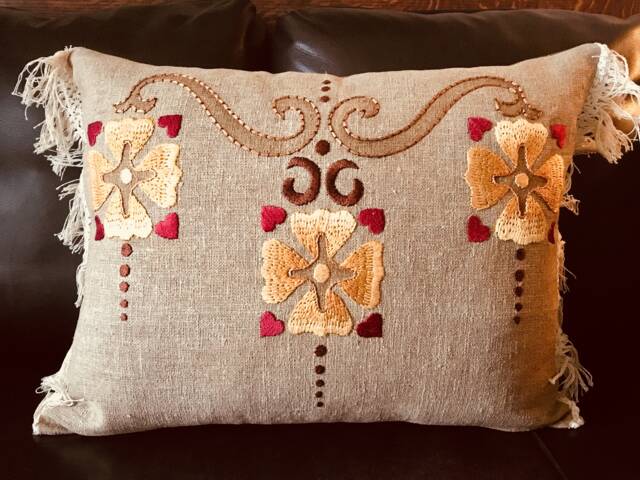 "Miranda Pillow Hand Embroidered 18"" X 22"