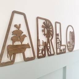 Farm Animal Nursery Decor Wooden Name Sign, Farmyard Letters - thumbnail 1