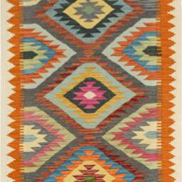 Handmade Wool Kilim Runner Rug Tribal Boho Decor - 399x89cm - thumbnail 4