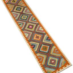 Handmade Wool Kilim Runner Rug Tribal Boho Decor - 399x89cm - thumbnail 3