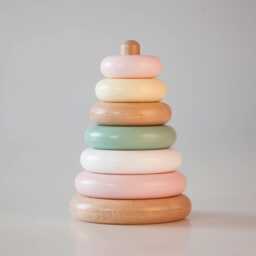 Pyramid Color Sorting Stacking Natural Wood Toy, First Birthday Gift From Granny