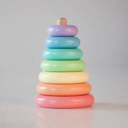 Pyramid Color Sorting Stacking Natural Wood Toy, First Birthday Gift From Granny - thumbnail 3