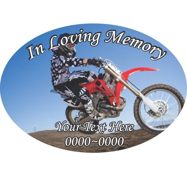 Dirt Bike in Loving Memory Full Color Oval 002 Custom Vinyl Wall Decal Or Car Sticker - Ilmfullcoloroval002Et
