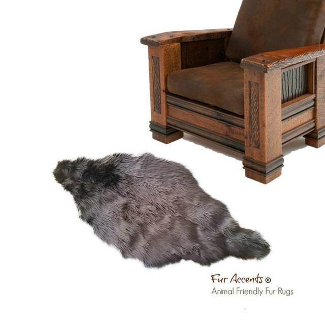 Faux Fur Beaver Pelt Rug - Brown Shag, Usa Made - image 1