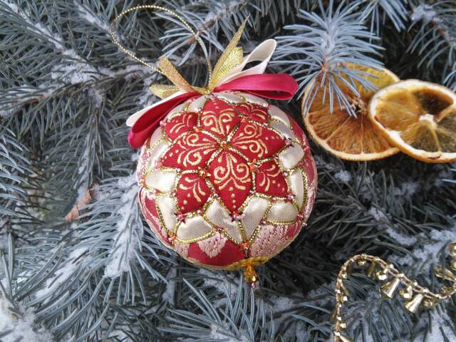 Merry Christmas Patchwork Ball Ornaments Fir-Tree Decoration New Year Gift Toy Kimekomi Hanging Home Decor Gift For Family - image 1