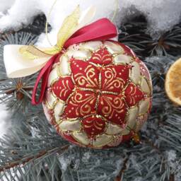 Merry Christmas Patchwork Ball Ornaments Fir-Tree Decoration New Year Gift Toy Kimekomi Hanging Home Decor Gift For Family - thumbnail 2