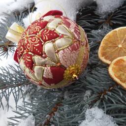 Merry Christmas Patchwork Ball Ornaments Fir-Tree Decoration New Year Gift Toy Kimekomi Hanging Home Decor Gift For Family - thumbnail 3