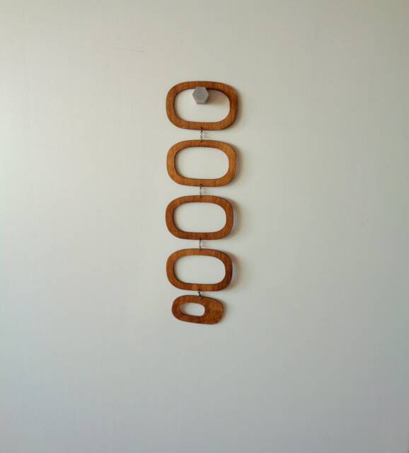 Mid Century Modern Wood Wall Hanging Mobile Walnut Finish - image 1