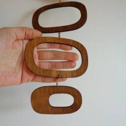 Mid Century Modern Wood Wall Hanging Mobile Walnut Finish - thumbnail 2