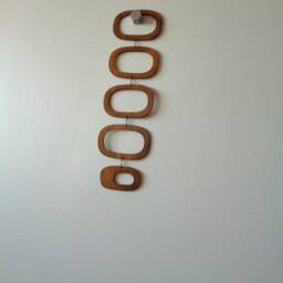 Mid Century Modern Wood Wall Hanging Mobile Walnut Finish - thumbnail 4