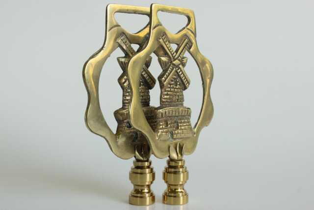 Brass Windmill Lamp Finials On Shiny Hardware - A Single Finial Or Matching Pair - image 1