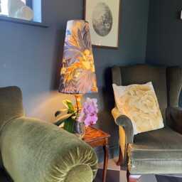 Floral Midnight Velvet Cone Lampshade, Extra Tall Lampshade Hidden Paradise Midnight - thumbnail 3