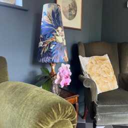 Floral Midnight Velvet Cone Lampshade, Extra Tall Lampshade Hidden Paradise Midnight - thumbnail 2