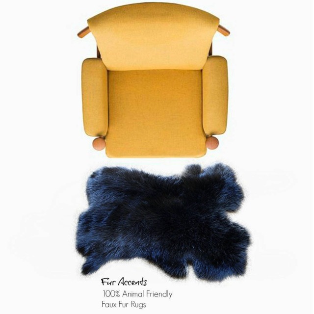 Black Rabbit Faux Fur Rug - Plush Pelt Shape Throw, Usa Made - image 1