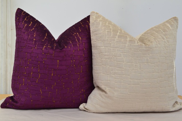 Cream Velvet Throw Pillow Cover Mosaic Pattern Pebble Cover, Beige Cover