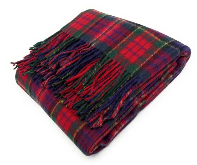 Scottish Macpherson Tartan Wool Knee Blanket, Fringed Throw - image 1