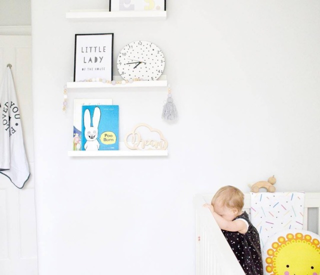 Black & White Stars Wall Clock -Stars Nursery Room Decor - Kids Bedroom Baby Nursery, Children Wall Art, Hanging - image 1