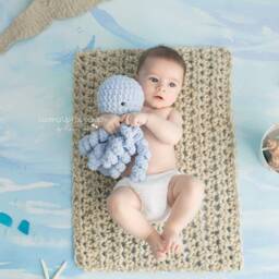 Linen Newborn Baby Blanket Chunky Photo Prop - thumbnail 2