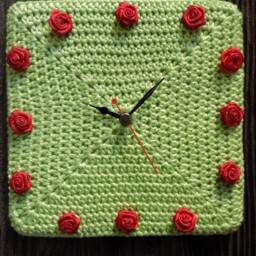 Clock With Crochet Performance Wall Clock Recycled Fabric Wood Country Style - thumbnail 3