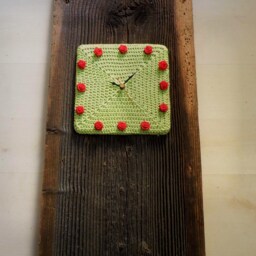 Clock With Crochet Performance Wall Clock Recycled Fabric Wood Country Style - thumbnail 4