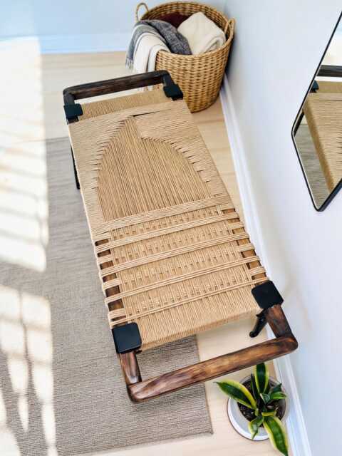 Hand-Woven Entryway Bench Mcm Style End Of Bed & Mudroom Seating - Custom-Made, Multiple Sizes - image 1
