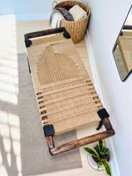 Hand-Woven Entryway Bench Mcm Style End Of Bed & Mudroom Seating - Custom-Made, Multiple Sizes - thumbnail 1