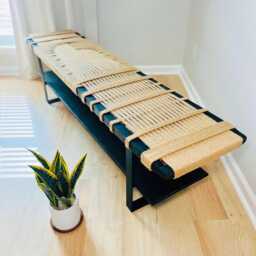 Hand-Woven Entryway Bench Mcm Style End Of Bed & Mudroom Seating - Custom-Made, Multiple Sizes - thumbnail 4
