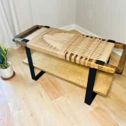 Hand-Woven Entryway Bench Mcm Style End Of Bed & Mudroom Seating - Custom-Made, Multiple Sizes - thumbnail 3