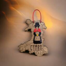 Welsh Lady Map Sign Oak & Acrylic Cymru Wall Decor - thumbnail 3