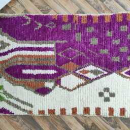 Handmade Moroccan Wool Runner Rug Abstract Berber Design - thumbnail 4