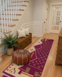 Handmade Moroccan Wool Runner Rug Abstract Berber Design - thumbnail 1