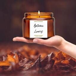 Large Soy Autumn Scented Candle, Pumpking Spice, Amber Jar Candle, Two Wick Candle, Autumn Gift, Autumn Home Decor, Fall Candle, Container Candlep - thumbnail 3