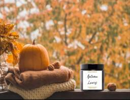 Large Soy Autumn Scented Candle, Pumpking Spice, Amber Jar Candle, Two Wick Candle, Autumn Gift, Autumn Home Decor, Fall Candle, Container Candlep - thumbnail 1