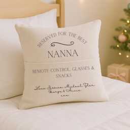 Reserved For Nanna Cushion - Personalised Nanny Gifts Christmas Pillow Keepsake From Grandkids